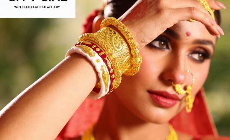 City Girl Jewellery - citygoldbangles - 18 Carat Gold Plated  - Bridal Wear - Bangles Set
