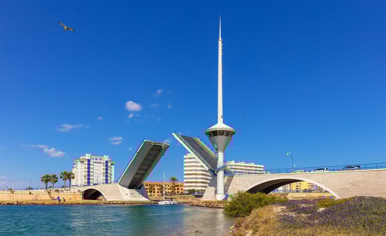 Drawbridge over the Estacio canal, one of the points where the waters of the Mar Menor and the Medit