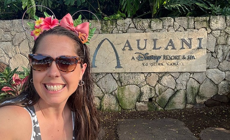 Jennifer Beck pictured at Aulani, A Disney Resort & Spa.