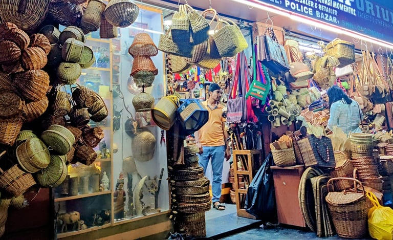 Khasi emporium at Police Bazar, Shillong - filled with Khasi crafts and bamboo treasures.