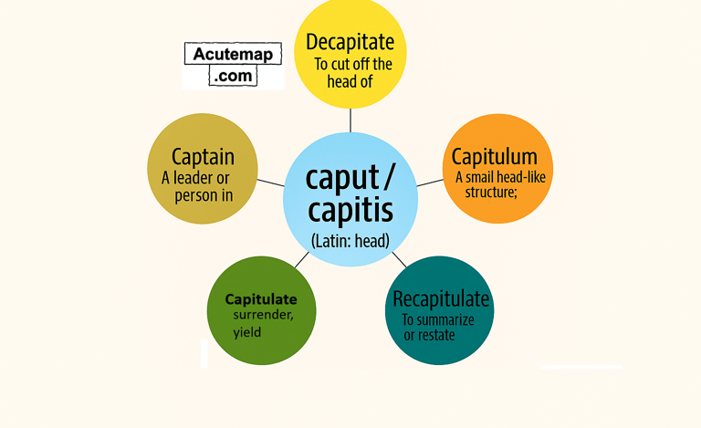 Caput root word chart meanings in Hindi-English for SSC UPSC vocabulary from Word Power Made Easy.