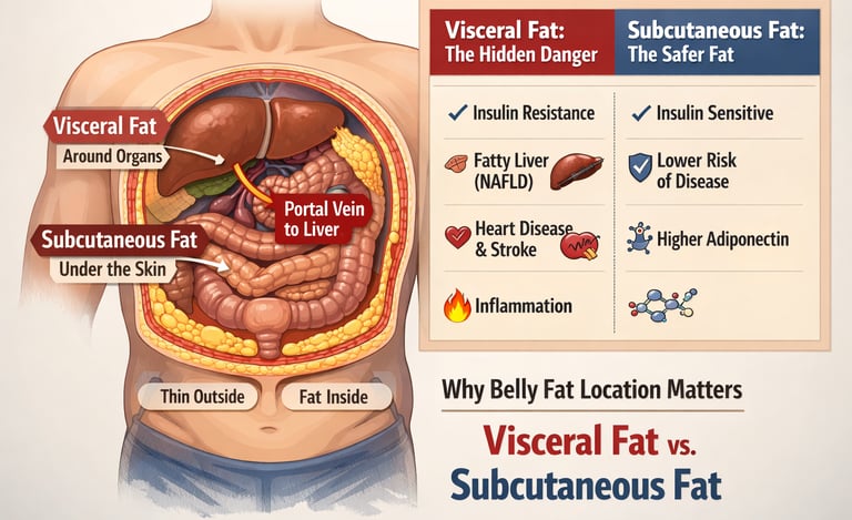 Visceral Fat vs Subcutaneous Fat: The Hidden Belly Fat Driving Diabetes and Heart Disease