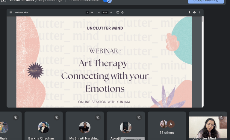 a workshop by unclutter mind on using art therapy to understand emotions