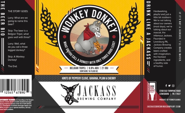Jackass Brewing Company Beer Can Design Wonkey Donkey