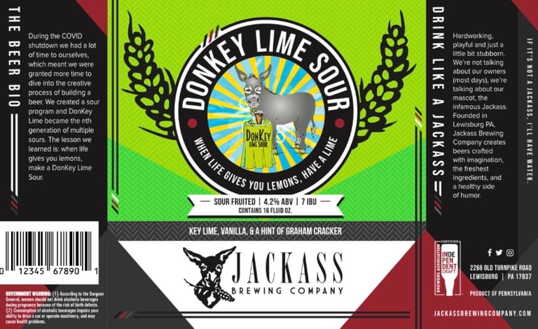 Jackass Brewing Company Beer Can Design Donkey Lime Sour