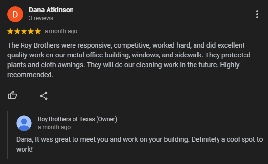 Roy Brothers of Texas Google Review
