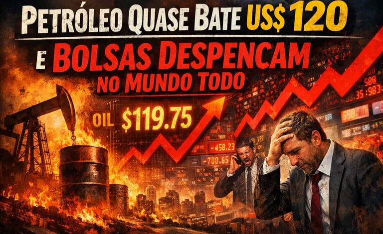 💰 Petróleo Quase Bate US$ 120 e Bolsas Despencam no Mundo Todo