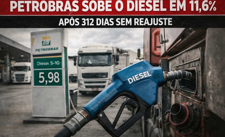 Petrobras Sobe o Diesel em 11,6% Após 312 Dias Sem Reajuste