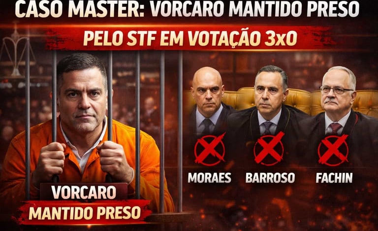 Caso Master: Vorcaro Mantido Preso pelo STF em Votação 3x0