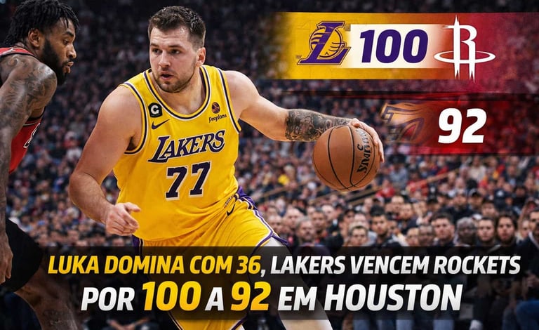 Luka Domina com 36, Lakers Vencem Rockets por 100 a 92 em Houston