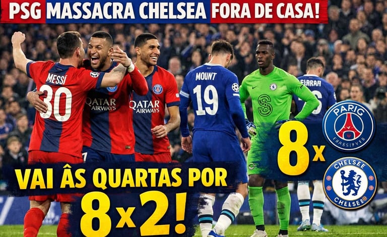 PSG Massacra Chelsea Fora de Casa e Vai às Quartas por 8 a 2