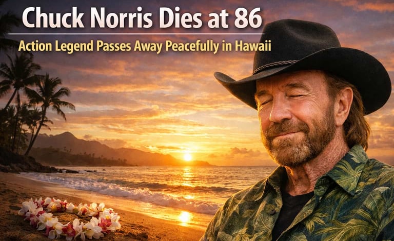 Chuck Norris dies at 86: Action legend passes away peacefully in Hawaii.