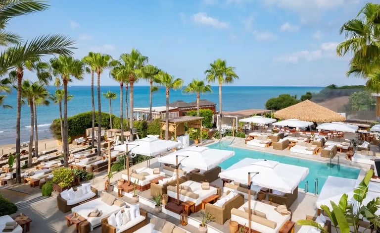 Luxury sunbeds and sea views at Nikki Beach Marbella