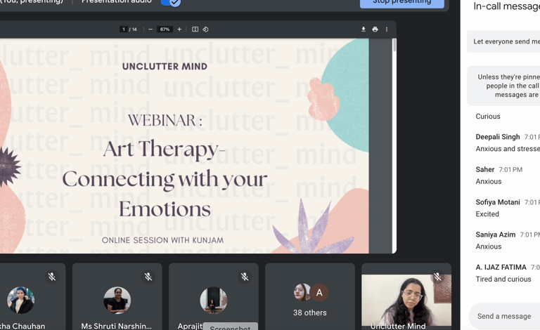 a workshop by unclutter mind on using art therapy to understand emotions