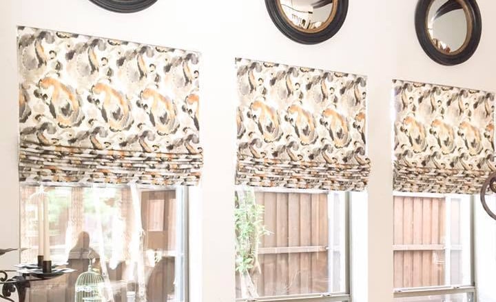 Custom Flat Roman Shades Kasmir Fabric