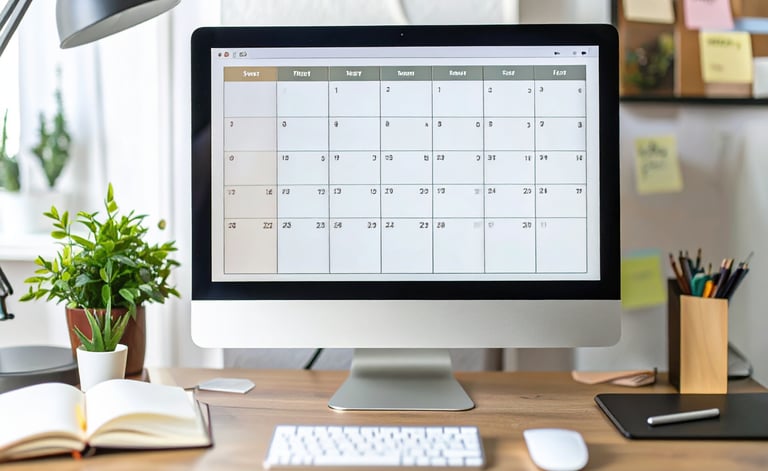 Computadora con un calendario