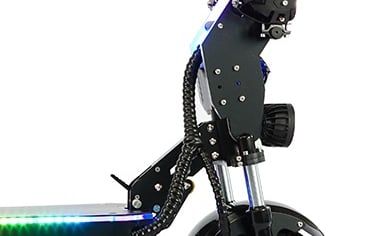 a scooter with a colorful light up