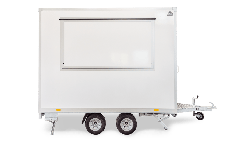 trīs metru komercpiekabe, mobilā virtuve, pārtikas kravas automašīna, pārtikas piekabe, pārtikas pie