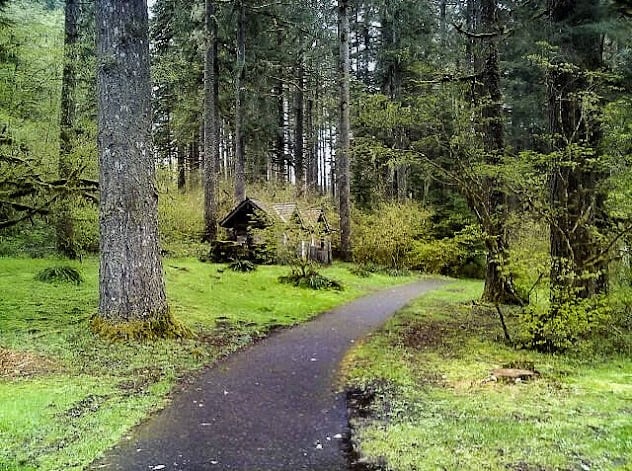 Salem, OR - A stone house in the woods at South Falls Day Use area