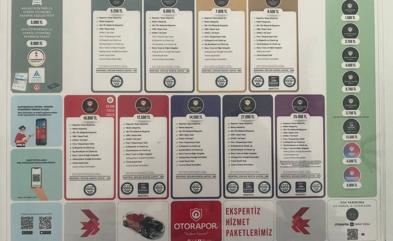 Oto Rapor Ekspertiz Fiyat Listesi