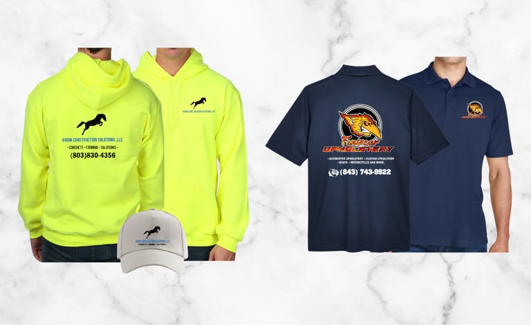 Hoodie, gorra vinil y polo DTF personalizados con logo - Solugraphic Shop
