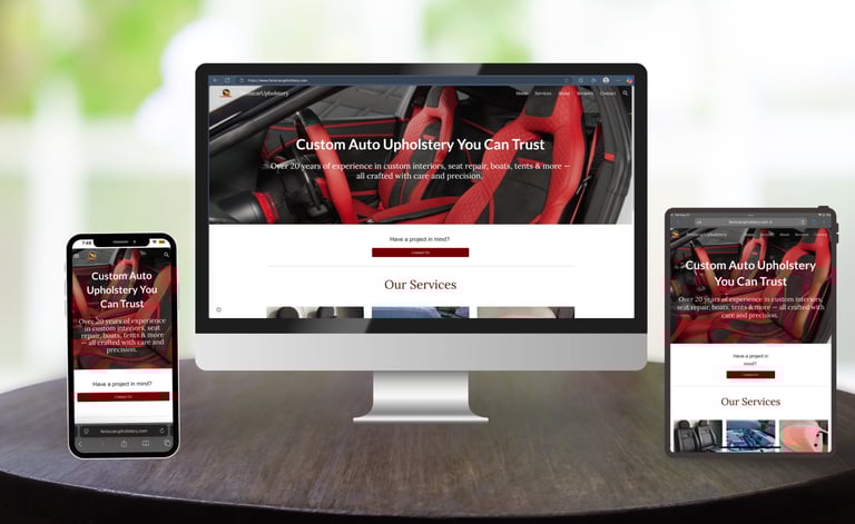 Diseño web responsivo de Solugraphic Shop en computadora, tablet y teléfono