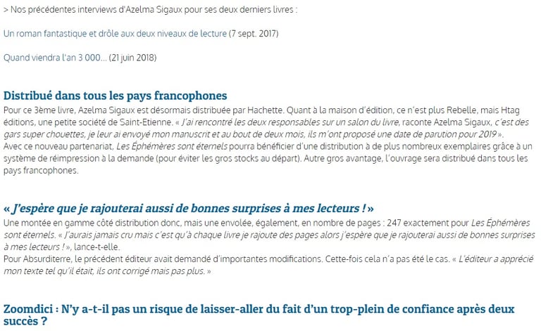 article zoomdici sortie livre azelma sigaux les éphémères sont éternels partie 3