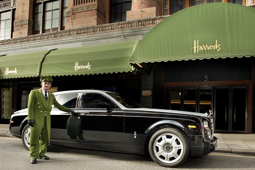 Book a Roys Rolls with a driver go shopping to Harrods