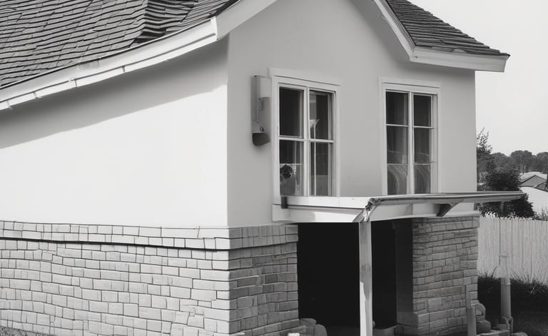 Inspector examining a home's roof under bright daylight