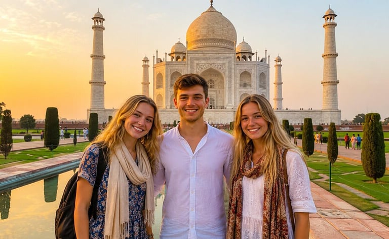 British tourists at Taj Mahal