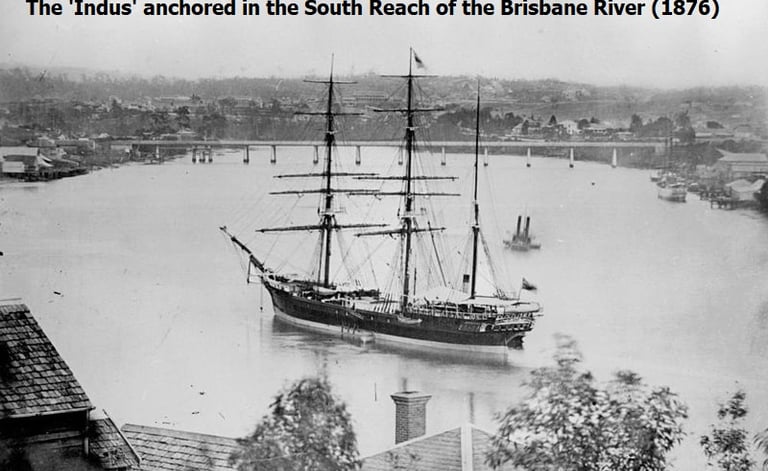 Ship SS Indus in the Brisbane river, year 1876