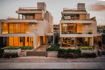 a couple of buildings with a view of the city