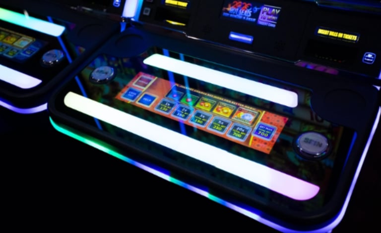ClaraTech's Dual-screen button deck touch display replacement for casino slot machine retrofits.