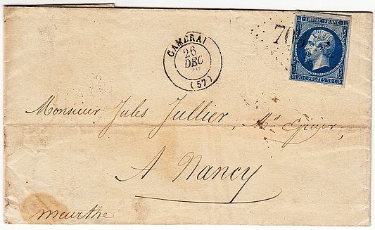 Gros Chiffres précoces de Cambrai décembre 1862