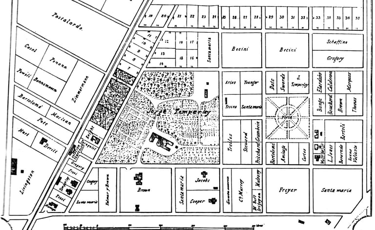Plano de loteo fundacion de Temperley