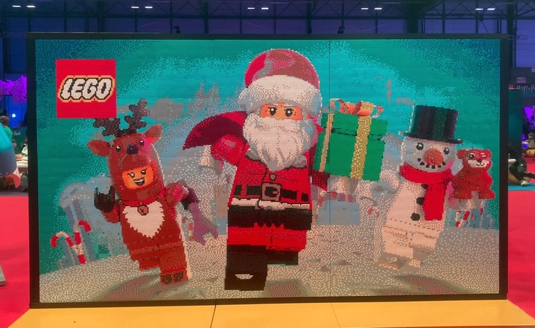 mosaico colaborativo Papá noel con piezas LEGO