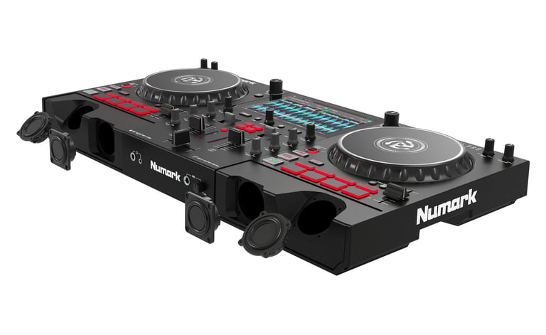 Numark Mixstream Pro en perspectiva, controladora DJ autónoma con WiFi, streaming y Engine DJ para eventos y sesiones DJ
