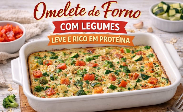 Omelete de forno com tomate, cebola e abobrinha