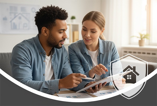 a couple looking at a tablet while sitting at a table with a tablet