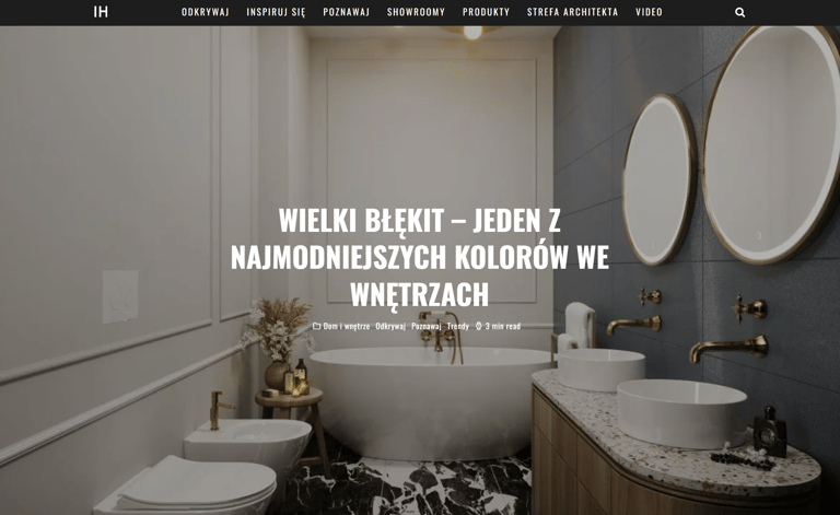 Błękitna łazienka w stylu modern classic