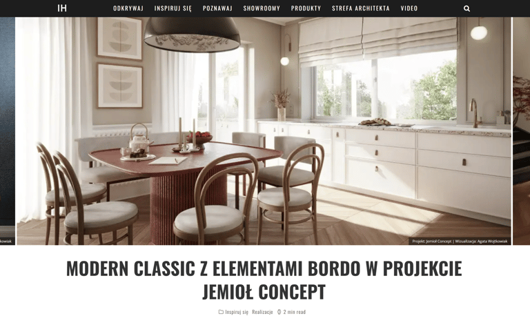Modern Classic z elementami bordo w projekcie Jemioł Concept