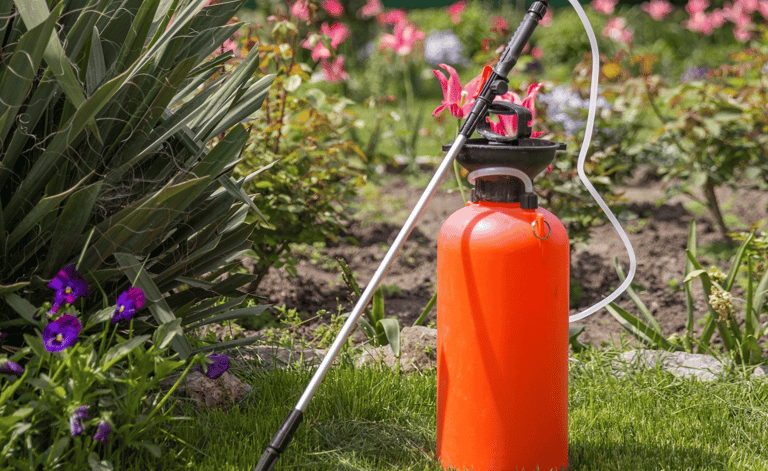 Professional lawn spraying service in Morrisville applying fertilizer and weed control treatment