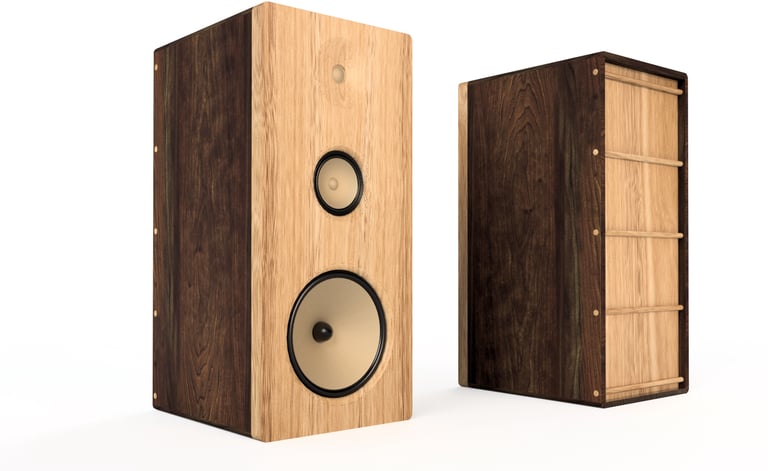 Design render Fölkel Audio hi-fi speaker set