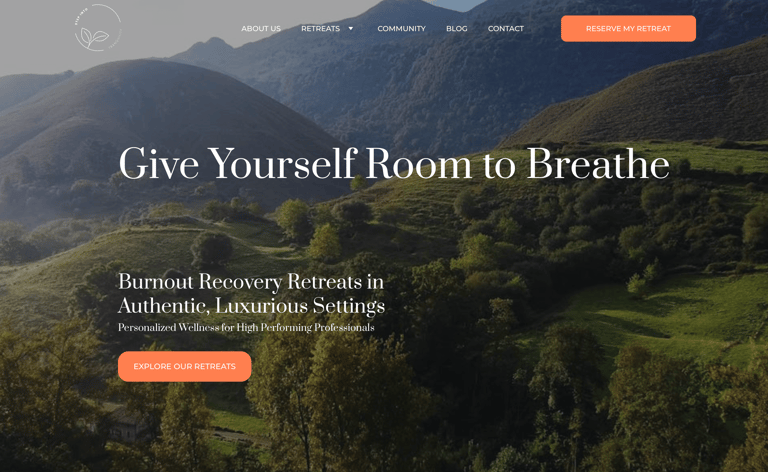 Scenic mountain landscape for Step Into Tranquility’s burnout recovery retreats