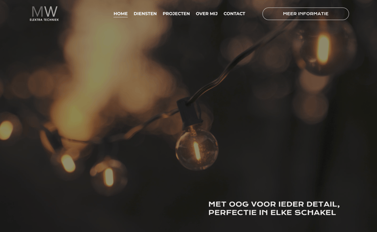 Warm glowing lights by M.W. Elektra Techniek, showcasing electrical expertise