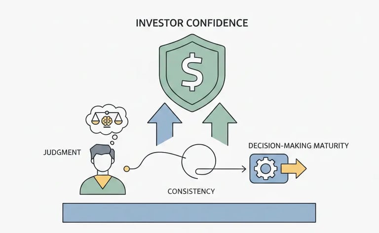 Investor confidence formed through observed founder judgment, consistency, and decision-making matur