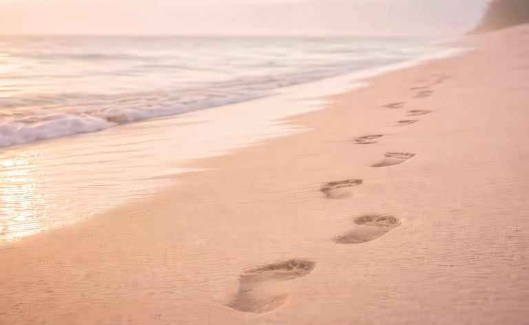 Ultrasound student's footprint of memory in the sand.
