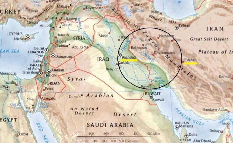 Χάρτης με την πιθανή πατρίδα των μάγων (κύκλος)