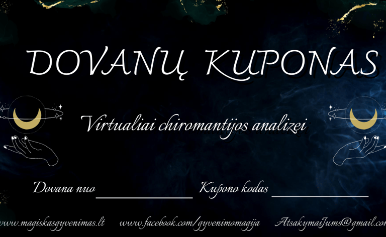 Chiromantijos dovanų kupono pvz.