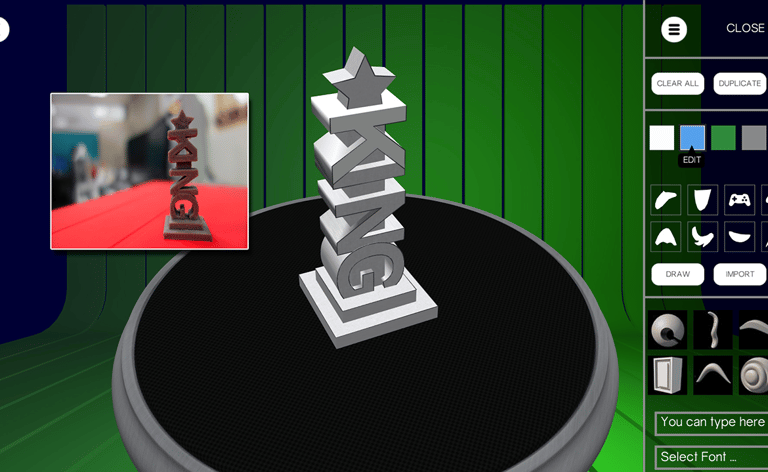 Screen shot of app